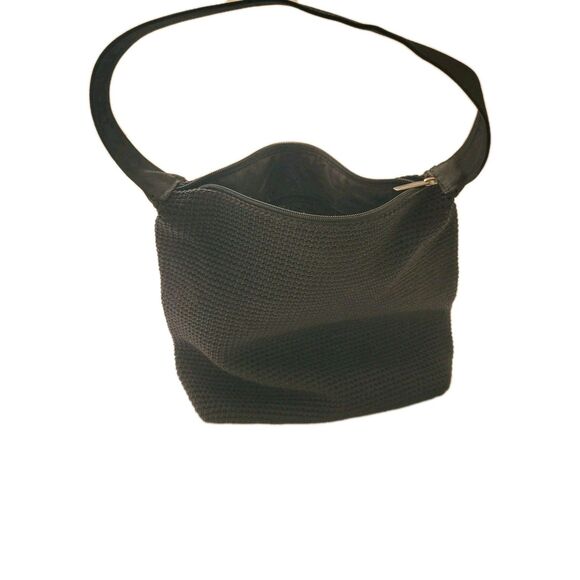 The Sak Handbags - The SAK Crochet Shoulder Strap Hobo Bag Purse Knit Boho Zip Black Elliott Lucca
